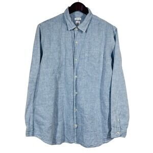 Gap Linen Blend Button Up Shirt Mens XL Standard Fit Blue Stripes Preppy Resort